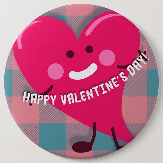 Valentinstag | Whimsical Heart Character Button (Vorderseite)
