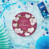 Valentinstag White Hearts Glitzer Paper Plate Pappteller (Party)