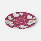 Valentinstag White Hearts Glitzer Paper Plate Pappteller (Schrägansicht)