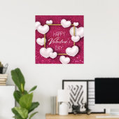 Valentinstag White Hearts Glitzer Poster Print (Heimbüro)