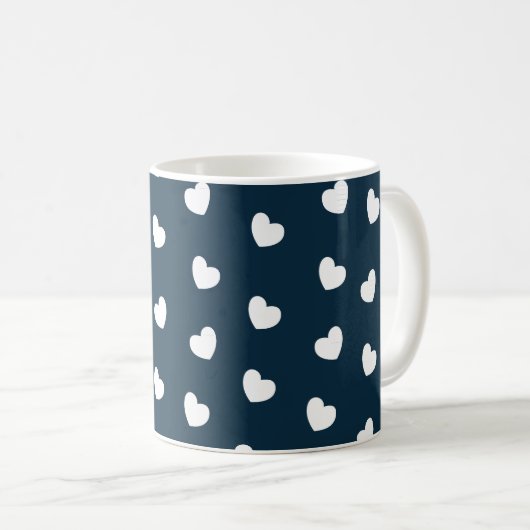 Valentinstag White Hearts Muster Kaffeetasse (VorderseiteRechts)