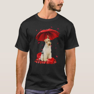 Valentinstag Wire Fox Terrier Umbrella Heart Pup T-Shirt