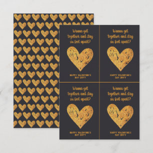 Valentinstag-Witz Covid Glitter Gold und Schwarz Karte