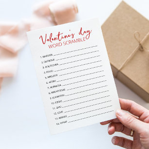 Valentinstag Word Scramble Game Party Card Einladung