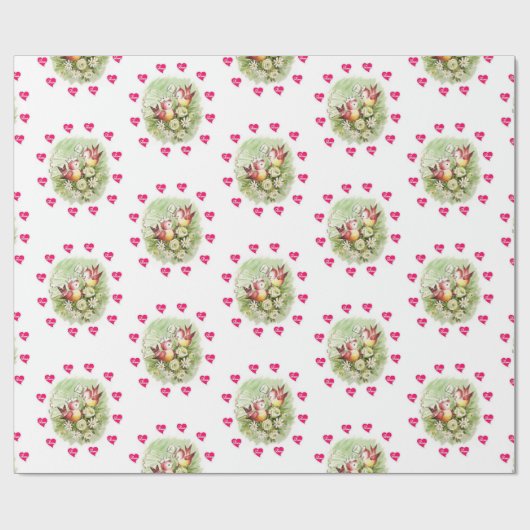 Valentinstag Wrapping Paper Bird Vintag Geschenkpapier (Flach)