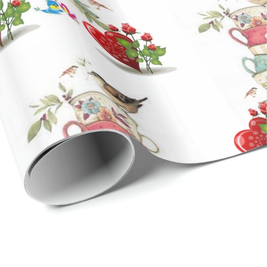 Valentinstag Wrapping Paper Bird Vintag Geschenkpapier (Rolleneckpunkt)