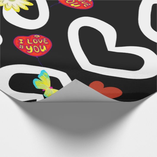 Valentinstag Wrapping Paper Black Geschenkpapier (Ecke)