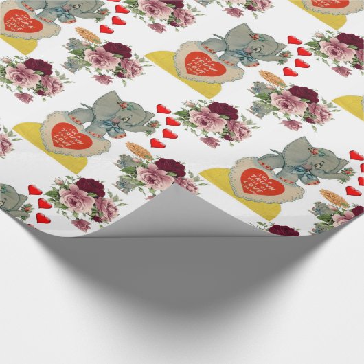 Valentinstag Wrapping Paper Elephant Geschenkpapier (Ecke)