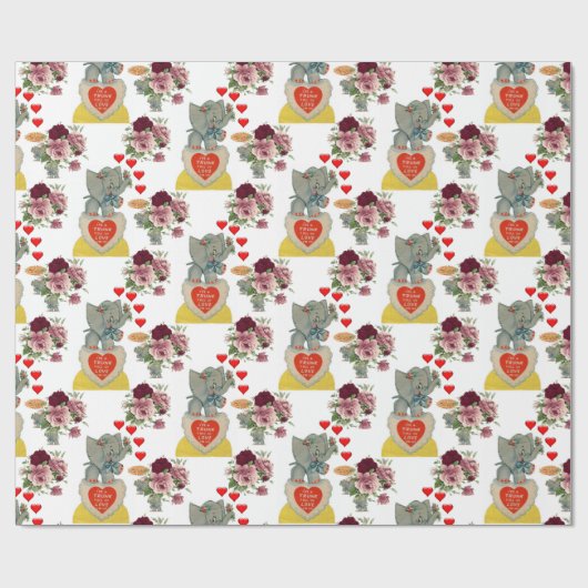 Valentinstag Wrapping Paper Elephant Geschenkpapier (Flach)