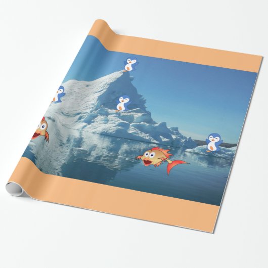 Valentinstag Wrapping Papier Pinguin Fisch Geschenkpapier (Ungerollt)