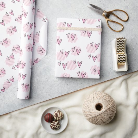 Valentinstag Wrapping Papier rosa Streifen Herzen Geschenkpapier (Kunsthandwerk)