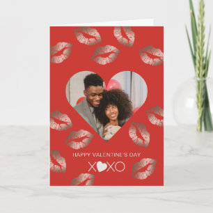 Valentinstag XOXO Couple Heart Custom Foto Feiertagskarte