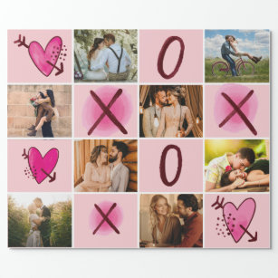 Valentinstag XOXO FotoCollage Geschenkpapier