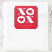 Valentinstag Xoxo-Herz Quadratischer Aufkleber (Tasche)