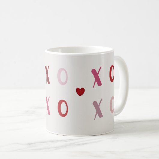 Valentinstag XOXO Kaffeetasse (VorderseiteRechts)