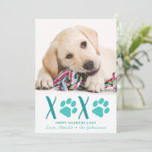 Valentinstag XOXO Niedlicher Welpenhund Foto Feiertagskarte (Stehend Vorderseite)