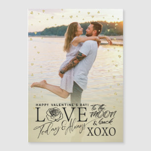 Valentinstag XOXO Romantisch Golden Magnetkarte