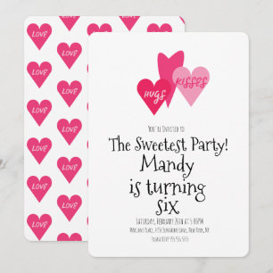 Valentinstag XOXO Umarmungen Küsse Herz Party Einladung