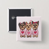 Valentinstag Yorkie Dogs Button (Vorne & Hinten)