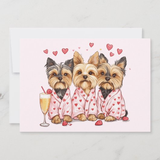 Valentinstag Yorkie Dogs Feiertagskarte (Vorderseite)