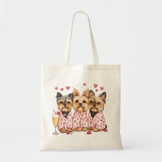Valentinstag Yorkie Dogs Tragetasche (Vorne)