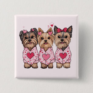 Valentinstag Yorkie Hunde Button