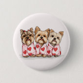 Valentinstag Yorkshire Terrier Dogs Button (Vorderseite)