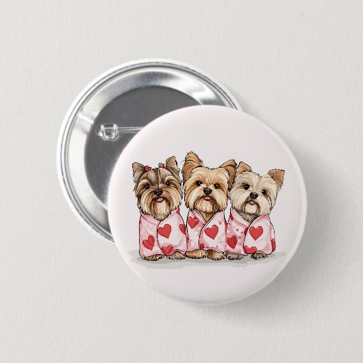 Valentinstag Yorkshire Terrier Dogs Button (Vorne & Hinten)