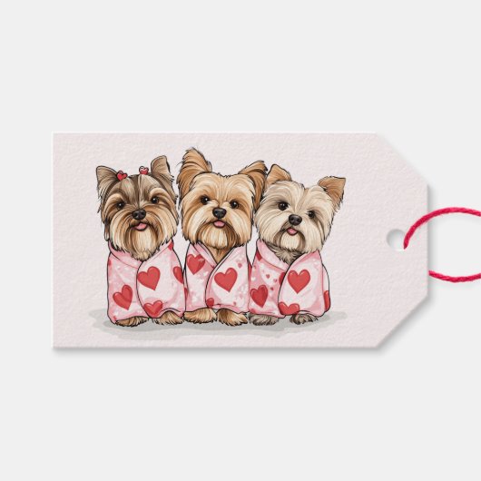 Valentinstag Yorkshire Terrier Dogs Geschenkanhänger (Vorderseite (Horizontal))