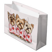 Valentinstag Yorkshire Terrier Dogs Große Geschenktüte (Vorderseite Schrägansicht)