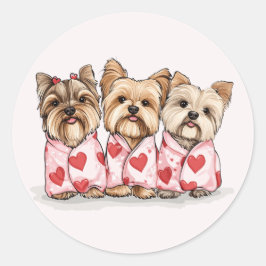 Valentinstag Yorkshire Terrier Dogs Runder Aufkleber