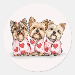 Valentinstag Yorkshire Terrier Dogs Runder Aufkleber