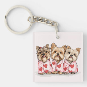 Valentinstag Yorkshire Terrier Dogs Schlüsselanhänger
