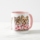 Valentinstag Yorkshire Terrier Dogs Tasse (VorderseiteRechts)