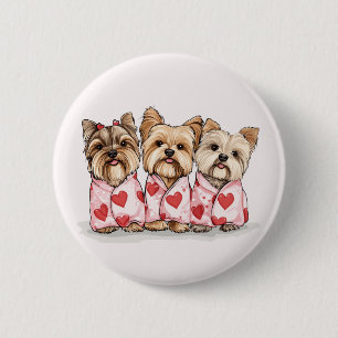 Valentinstag Yorkshire Terrier Hunde Button