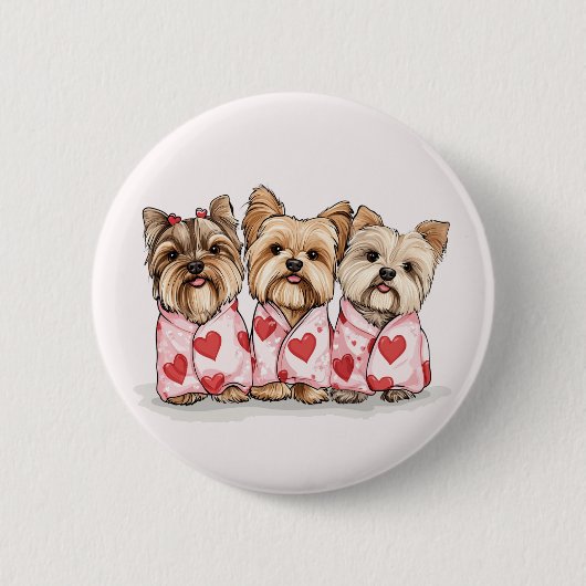 Valentinstag Yorkshire Terrier Hunde Button (Vorderseite)