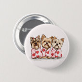 Valentinstag Yorkshire Terrier Hunde Button (Vorne & Hinten)