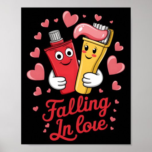 Valentinstag Zahnpasta Liebe Zahnbürsten Sich Verl Poster (Vorne)