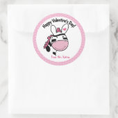 Valentinstag Zebra Niedliche rosa Herzen Runder Aufkleber (Tasche)