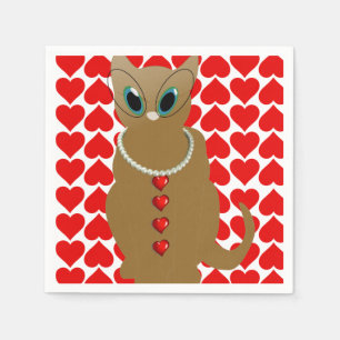 Valentinstag Zeitung Napkins, Katze Serviette