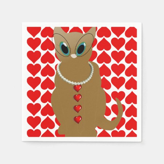 Valentinstag Zeitung Napkins, Katze Serviette (Vorderseite)