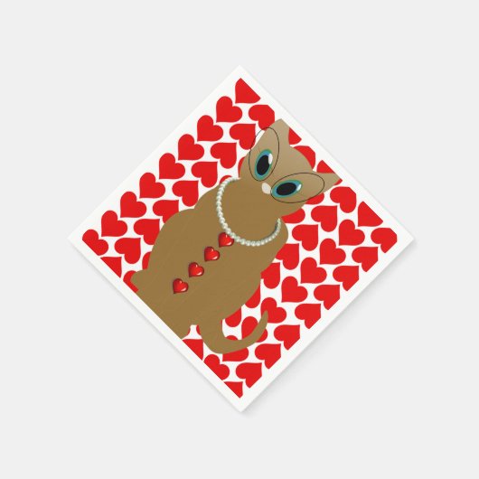 Valentinstag Zeitung Napkins, Katze Serviette (Ecke)