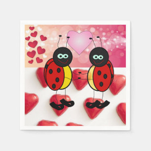 Valentinstag Zeitung Napkins, Ladybug Serviette