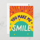 Valentinstag Zitat "Du bringst mich zum Lächeln" Postkarte (Vorne/Hinten)