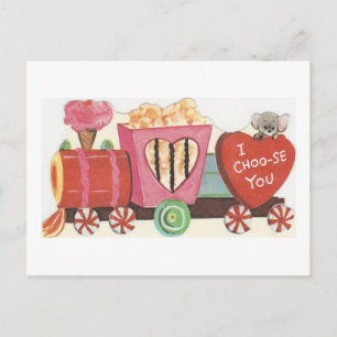 Valentinstag-Zug mit alten Süßigkeiten Feiertagspostkarte