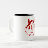 Valentinstag zwei niedliche Herzen Liebe Zweifarbige Tasse (Vorderseite Links)