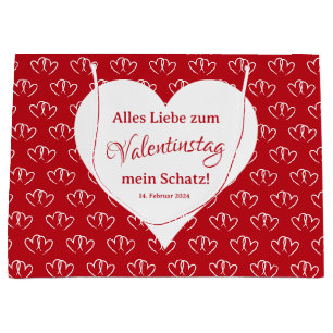 Valentinstag, zwei rote Herzen -  Große Geschenktüte