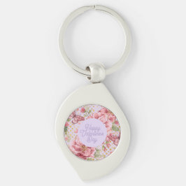 Valentinstage, Elegant, Lila Pfirsichblüten-Muster Schlüsselanhänger