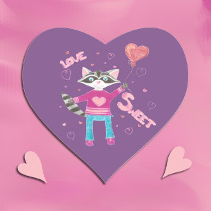 ValentinstagkinderWaschbäraufkleber Herz-Aufkleber