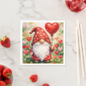 Valentinstags-Gnom mit rotem Herzballon Serviette (Beispiel)